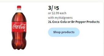 Walgreens 2L Coca-Cola or Dr Pepper Products offer
