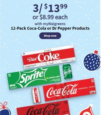 Walgreens 12-Pack Coca-Cola or Dr Pepper Products offer