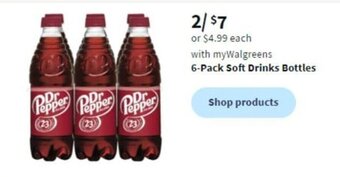 Walgreens 6-Pack Soft Drinks Bottles offer