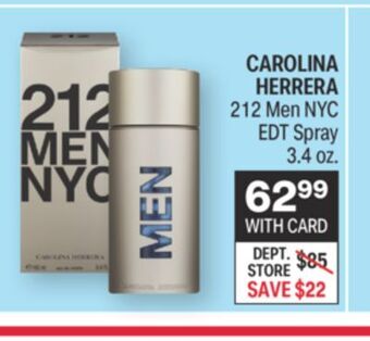CVS Carolina herrera 212 men nyc edt spray 3.4 oz. offer