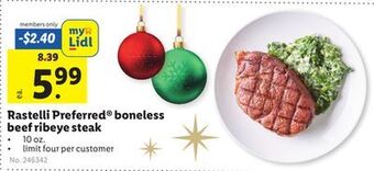 Lidl Rastelli preferred® boneless beef ribeye steak offer