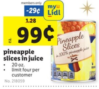 Lidl Pineapple slices in juice offer
