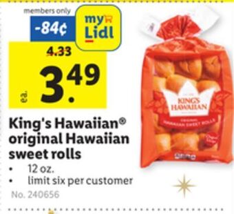 Lidl King's hawaiian® original hawaiian sweet rolls offer