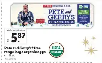 Lidl Pete and gerry's® free range large organic eggs offer