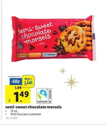Lidl Semi-sweet chocolate morsels offer