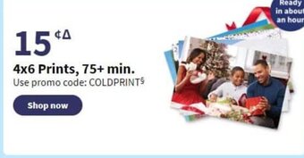 Walgreens 4x6 Prints, 75+min offer