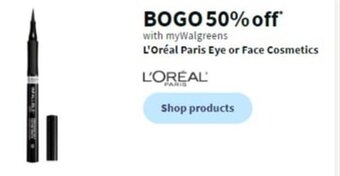 Walgreens L'Oreal Paris Eye or Face Cosmetics offer