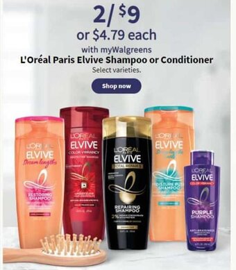 Walgreens L'Oreal Paris Elvive Shampoo or Conditioner offer