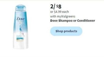 Walgreens Dove Shampoo or Conditioner offer