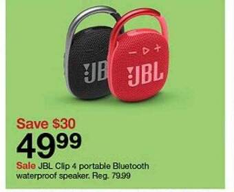 Target Jbl clip 4 portable bluetooth waterproof speaker offer