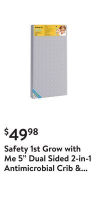 Walmart Safety 1st grow with me 5" dual sided 2-in-1 antimicrobial crib & toddler mattress, white cloud offer