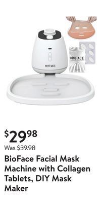 Walmart Bioface facial mask machine with collagen tablets, diy mask maker offer