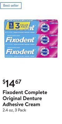 Walmart Fixodent complete original denture adhesive cream offer