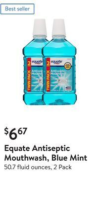 Walmart Equate antiseptic mouthwash, blue mint offer