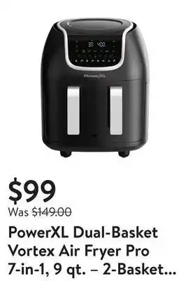 Walmart Powerxl dual-basket vortex air fryer pro 7-in-1, 9 qt. – 2-basket air fryer or 1 xl family-size basket capacity, smartsync te offer