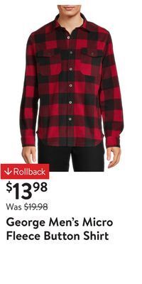 Walmart George men's micro fleece button shirt offer