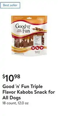 Walmart Good 'n' fun triple flavor kabobs snack for all dogs offer