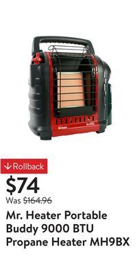 Walmart Mr. heater portable buddy 9000 btu propane heater mh9bx offer
