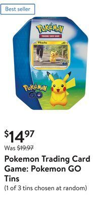 Walmart Pokemon trading card game: pokemon go tins offer