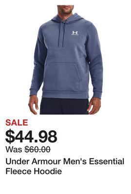 Dick's Sporting Goods Under armour men's essential fleece hoodie offer
