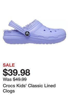 Dick's Sporting Goods Crocs kids' classic lined clogs offer