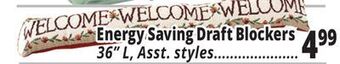 Ocean State Job Lot Energy saving draft blockers offer