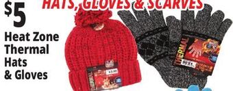 Ocean State Job Lot Heat zone thermal hats & gloves offer