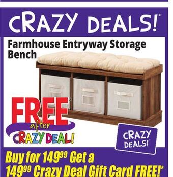 Ocean State Job Lot Farmhouse entryway storage bench offer