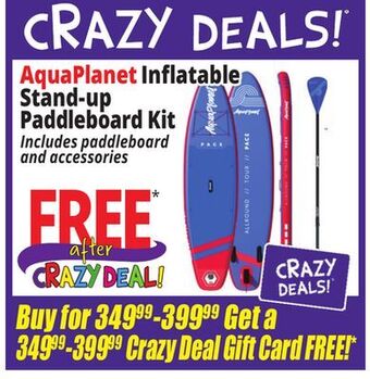 Ocean State Job Lot Aquaplanet inflatable stand-up paddleboard kit offer