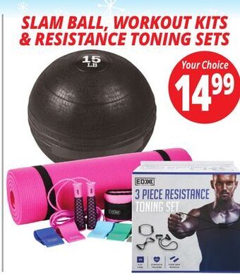 Ocean State Job Lot Slam ball, workout kits & resistance toning sets offer