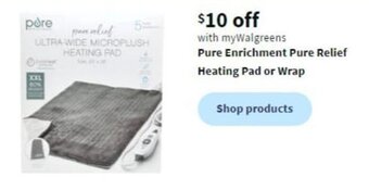 Walgreens Pure Enrichment Pure Relief Heating Pad or Wrap offer