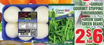 C Town Giorgio gourmet stuffing gourmet stuffing mushrooms 14 oz. pkgs. green giant green beans 12 oz. pkgs. offer