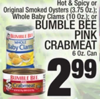 C Town Bumble bee pink crabmeat 6 oz. can offer