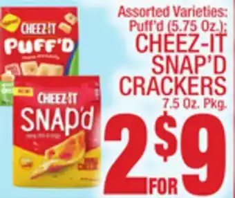 C Town Cheez-it snap'd crackers 7.5 oz. pkg offer