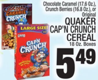 C Town Quaker cap'n crunch cereal 18 oz. boxes offer