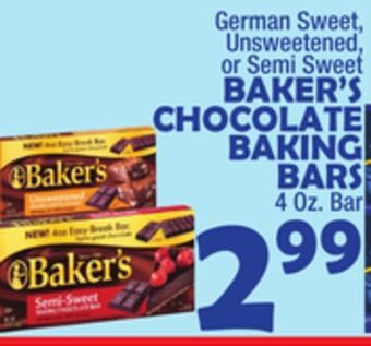 Bravo Supermarkets Baker's chocolate baking bars offer