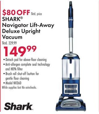 Boscov's Shark® navigator lift-away deluxe upright vacuum offer