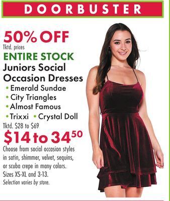 Boscov's Juniors social occasion dresses offer