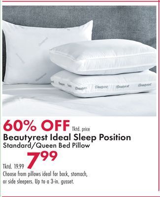 Boscov's Beautyrest ideal sleep position standard/queen bed pillow offer