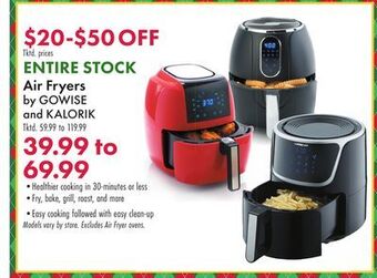 Boscov's Entire stock air fryers by gowise and kalorik offer
