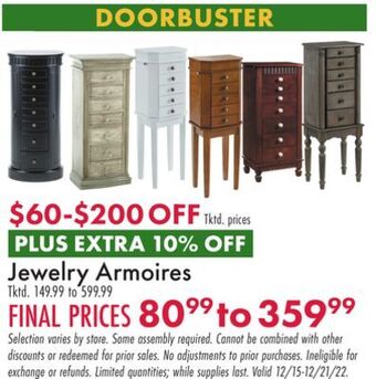 Boscov's Jewelry armoires offer