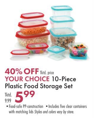 Boscov's 10-piece plastic food storage set offer