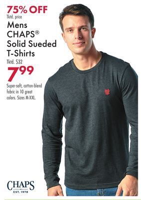 Boscov's Mens chaps® solid sueded t-shirts offer