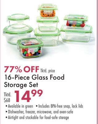 Boscov's 16-piece glass food storage set offer