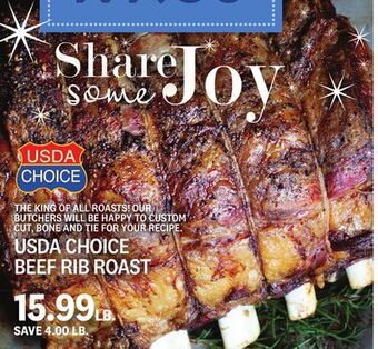 Kings Food Markets Usda choice beef rib roast offer