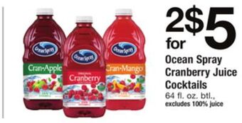ACME Ocean spray cranberry juice cocktails offer