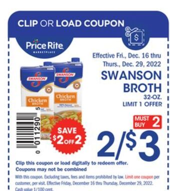 Price Rite Swanson broth offer
