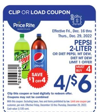 Price Rite Pepsi 2-liter offer