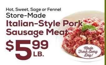 DeCicco & Sons Italian-style pork sausage meat offer