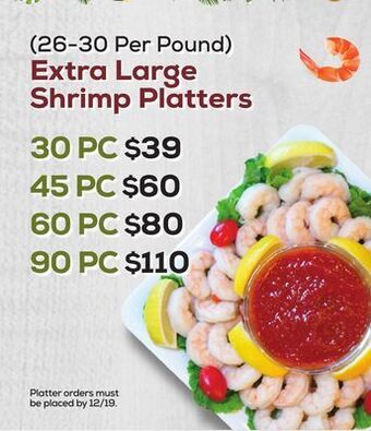 DeCicco & Sons Extra large shrimp platters 30 pc offer
